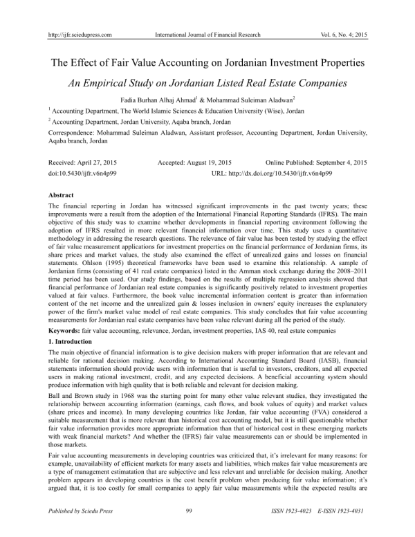 token钱包官方网站 公允价值会计对约旦投资公司的影响：基于实证研究的分析